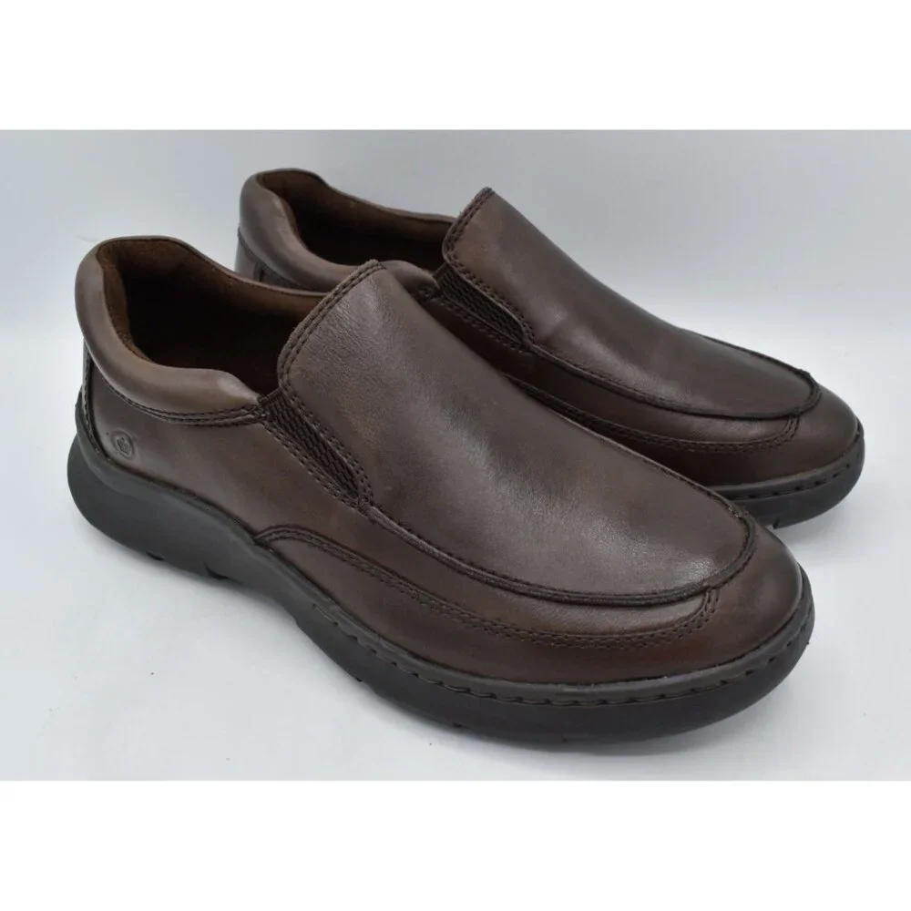 Born Mens Size 8.5 Cambridge Dark Brown Full Grain Leather Slip On‎ Casual Shoes